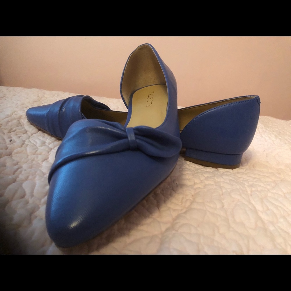 Talbots blue D’Orsay bow flats 8.5